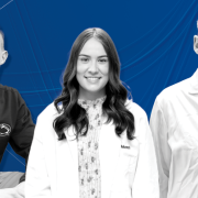 From left: Penn State Schuylkill students Mike Russell and Grace Muench, and Lee Silverberg, associate professor of chemistry.